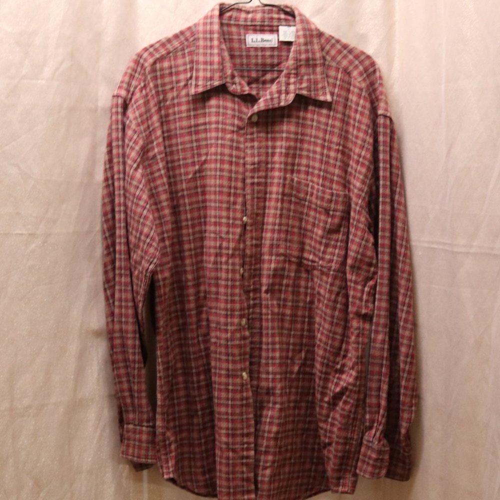L.L. Beans long sleeved plaid button down shirt
